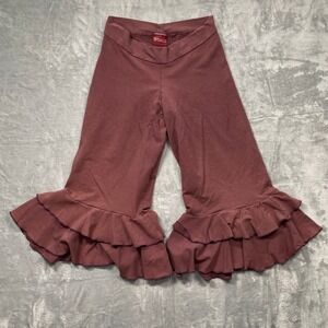 Xylem Ruffle Hem Pants Women Plum Organic Soy Cotton Cropped Boho Flare M